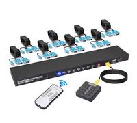Commutateur KVM VGA 8 ports, USB VGA KVM Switch pour 8 ordinateurs partageant 1 moniteur 3 périphériques USB Clavier Souris Scanner Imprimante avec 8 Câbles et commande de bureau