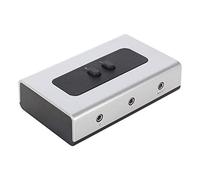 Commutateur Manuel stéréo 2 Ports 3,5 mm avec sélecteur de Haut-parleurs Audio AUX (Trou de Montage Mural intégré, Mur ou Table Disponible)