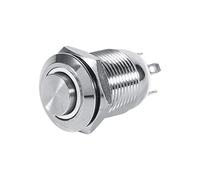Commutateur momentané de Suuonee LED, commutateur momentané de bouton-poussoir momentané en métal imperméable de cercle de 12mm LED haute 4 affleurant 1NO[LED blanche 3V]