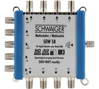 Commutateur multiple SAT Schwaiger SEW58 531 Entrées (commutateur multiple)=5 (4 SAT/1 terrestre) Nombre d'abonnés=8