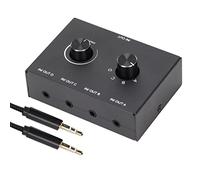 Commutateur Passif stéréo 4 Ports 3,5 mm, boîte de Commutation Audio à 4 Voies, convertisseur 1 entrée / 4 Sorties ou 4 entrées / 1 Sortie avec boîtier en Alliage d’Aluminium pour