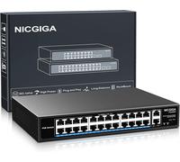 Commutateur Poe 24 Port Non Géré, 24 Port Poe+@400W, 2 Port De Liaison Montante Gigabit, Commutateur Réseau Power Over Ethernet 26 Port, Mode Vlan, Extension De 250M, Montage En Rack 19 Pouces