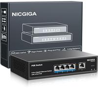 Commutateur PoE Gigabit 4 Ports Non administré avec 4 Ports IEEE802.3af/at PoE @78W, 1 x 1000Mbps Uplink, 5 Port Network Power Over Ethernet Switch, VLAN Mode, Desktop/Wall-Mount.