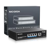 Commutateur PoE Gigabit 4 Ports Non administré avec 4 Ports IEEE802.3af/at PoE @78W, 1 x 1000Mbps Uplink, NICGIGA 5 Port Network Power Over Ethernet Switch, VLAN Mode, Desktop/Wall-Mount.