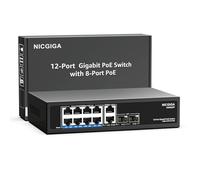 Commutateur PoE Gigabit 8 Ports Non géré avec 8 Ports IEEE802.3af/at PoE+@120W, 2 x 1000 Mbps Liaison Montante + 2 x 1G SFP, 12 Ports Network Power Over Ethernet, commutateur de Bureau/Montage Mural
