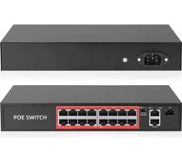 Commutateur POE, taux de transfert de 10/100Mbps, capacité de commutation de 2,0G, commutateur POE 16CH
