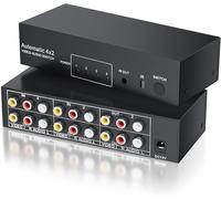 Commutateur RCA 4 entrées et 2 sorties vidéo composite L/R Audio Selector Box 4 x 2, 4 voies 4 ports AV Splitter Sélecteur avec télécommande - pour Wii PS2 Xbox DVD STB HDTV