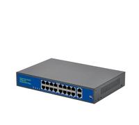 Commutateur réseau Ethernet POE 16 ports + commutateur rapide Gigabit à liaison montante 2 ports avec coque métallique for caméra de surveillance IP CCTV, alimentation 250 Mbit/s(EU Plug)