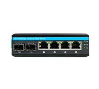 Commutateur réseau industriel Gigabit PoE 6 ports avec IEEE802.3at 30W / montage sur rail 2 ports SFP et 4 ports RJ45 (sans émetteur-récepteur SFP)