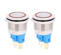 Commutateur Reset 6 Broches 22mm DC3-6V, Bouton Poussoir avec Protection IP65, Acier Inoxydable, Manuel Durable Orange - Haute Sécurité, Résistant à l'eau, Usage Industriel et (Orange)