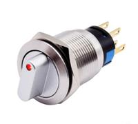 Commutateur rotatif momentané 3 positions 2NO 2NC avec indicateur LED IP66 IK09 pour une utilisation dans les machines CNC, instruments et applications navales (rouge)