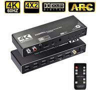 COMMUTATEUR SPLITTER HDMI 2.0 4x2 COMMUTATEUR 4 ENTRÉES 2 SORTIES ARC CINCH OPTIQUE