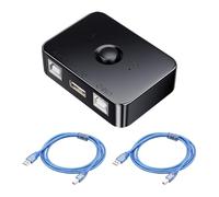 Commutateur USB 2.0 2 Ports Imprimante, Switch USB Imprimante 2 en 1 pour Partage Entre 2 Ordinateurs, Bouton Manuel avec Indicateurs LED, pour Windows et macOS, Inclut 2 Câbles USB A vers B 1,5 m