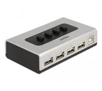 Commutateur USB 2.0 avec 1 x type B femelle - 4 x type A femelle, manuel, bidirectionnel