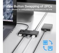 Commutateur USB 3.0 2 en 4 sorties KVM Station d'accueil, dispositif de partage d'imprimante, adaptateur de moniteur, convertisseur KVM 2 câbles