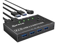 Commutateur USB 3.0 4 PC, YOUTINGHDAV 4 en 4 sorties USB Switch 3.0, boîte de commutation USB pour clavier, souris, imprimante, scanner, PC, avec télécommande filaire et 4 câbles USB 3.0