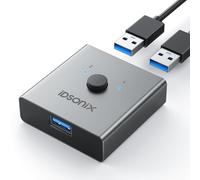 Commutateur USB 3.0 Aluminium, Bidirectionnel USB Switch 2 entrées 1 sortie, 2 Ordinateurs Partagent 1 Appareil pour Imprimante, Souris, Clavier, prise en charge CarPlay et Android Auto