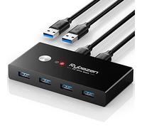 Commutateur USB 3.0, commutateur USB 2 ordinateurs partagent 4 ports USB pour clavier et souris, imprimante scanner, sélecteur de commutateur KVM USB avec 2 câbles USB 3.0, compatible avec Windows