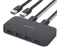 Commutateur USB 3.0, commutateur USB 2 Ordinateurs partagent 4 USB pour PC, Souris, Clavier, imprimante, Scanner, sélecteur de commutateur KVM USB Compatible avec Windows, Mac, Linux