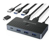 Commutateur USB 3.0, commutateur USB 3.0, 2 ordinateurs partageant des appareils USB C et A, commutateur USB pour PC, souris, clavier, imprimante, scanner, sélecteur de commutateur KVM USB compatible