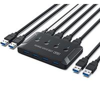 Commutateur USB 3.0, commutateur USB de qualité supérieure pour ordinateur partageant 4 périphériques USB pour clavier, souris, imprimante, scanner, périphérique compatible avec Mac/Windows/Linux