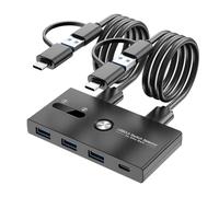 Commutateur USB C, commutateur USB 2 ordinateurs partageant des périphériques USB C et A, commutateur USB à 4 ports pour partager clavier et souris, commutateur USB d'imprimante/scanner Hub avec 2