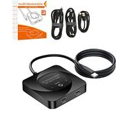 Commutateur USB C, Sélecteur de Commutateur USB3.1 Type C, Répartiteur USB C 2 en 1 Sortie, Transfert de Données 8K 60Hz HD 10Gbps Charge 100W, Plug and Play, avec Indicateur