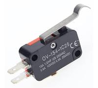 Commutateurs industriels 5pcs V-154-1C25 Bouton-poussoir à action rapide rouleau long manche SPDT Micro-interrupteur de fin course momentané 15A 250V rouge/noir