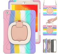 Commute Étui de Protection pour iPad Pro 10.5/Air3 2019 résistant aux Chocs avec Film de Protection d'écran 3 en 1 avec Anneau de Fixation à 360° et Sangle de Transport (Poudre colorée)