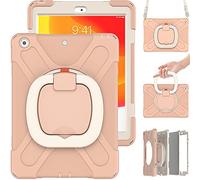 Commute Étui de Protection pour iPad Pro 12.9 2021 avec Film de Protection d'écran 3 en 1 résistant aux Chocs et Support à Anneau 360° Rose