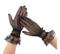 COMNICO 1 paire de gants en dentelle pour femme, élégants, accessoires pour la main de mariage, dîner, robe de thé, costume d'opéra, bal de fin d'année, Halloween, gants de cosplay (noir), Noir ,