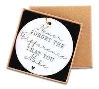 COMNICO Cadeau de remerciement « Never Forget The Difference That You Make » - Décoration en céramique souvenir en forme de cœur - Adieu à la retraite - Pour femme, homme, collègue, patron, enseignant