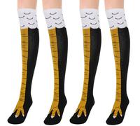 COMNICO Chaussettes de cuisse de poulet 61 cm Nouveauté Thanksgiving Genou Bas Femmes Fête Cadeaux amusants pour femmes, Noir , taille unique