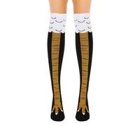 COMNICO Chaussettes de cuisse de poulet 61 cm Nouveauté Thanksgiving Genou Bas Femmes Fête Cadeaux amusants pour femmes, Noir , taille unique
