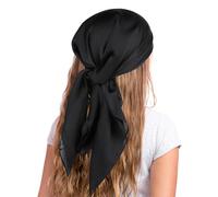 COMNICO Foulard en satin foulard pour cheveux pour femme foulard carré comme soie bandana enveloppement de cheveux écharpe pour dormir (27,5 pouces), Noir , taille unique
