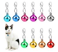 COMNICO Lot de 10 clochettes pour collier de chien et chat - Breloques rondes en métal - Son clair et net - Avec fermoirs - Accessoires de décoration de Noël - Clochette (coloré), taille unique