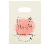 COMNICO Lot de 100 sacs à provisions en plastique avec poignée - Rose - Sacs de remerciement, sacs cadeaux de fête, sacs à bonbons pour la vente au détail de petites entreprises, boutiques, cadeaux