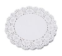 COMNICO Lot de 150 napperons ronds jetables en papier blanc dentelle pour décoration de gâteau de mariage (16,5 cm)