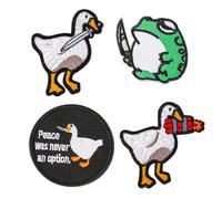 COMNICO Lot de 4 écussons brodés amusants et mignons en forme de couteau à morsure de canard, avec boucles et crochets pour sacs à dos, vestes, jeans