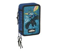 COMO ENTRAÎNEZ Votre Dragon - Trousse Scolaire avec 37 Outils Inclus, Trousse pour Enfant, idéale pour Les Enfants de 5 à 14 Ans, Confortable et Polyvalente, qualité et résistance, 12,5 x 5,5 x 19,5
