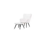 Fauteuil & Pouf Design Bouclette "Como" 95cm Blanc