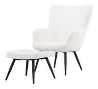 Fauteuil & Pouf Design Bouclette "Como" 95cm Blanc