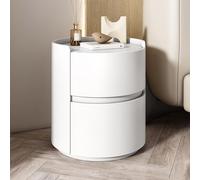 Comodino bianco in legno massello moderno e minimalista per camera da letto, comodino rotondo con cassetti portaoggetti, cassettiera, comodino in legno, mini comodino, armadietto portaoggetti ( Color