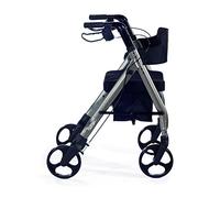 Comodita Prima Déambulateur spécial avec siège orthopédique exclusif de 40,6 cm de large ultra confortable, porte-gobelet amovible et porte-canne - Graphite métallique