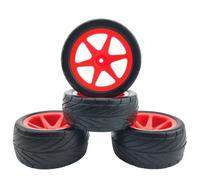 COMODO 4 Pack 1/10 Scale Off-Road RC pneus Compatible avec 1/10 Flat Running pneumatiques pour Les Voitures RC(Red)