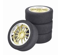 COMODO 4Pcs 1/10 Scale 12mm Hex Foam Racing Tires avec Rims à Roues pour véhicules RC sur Route - Jaune/Noir(Yellow)