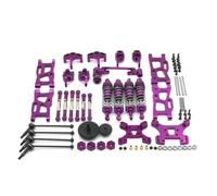 COMODO Metal Swing Arm & Shock Absorber Set pour 1/12 1/14 Scale RC Cars - Front Rear Suspension Upgrade Kit avec Tie Rods et Ingrédients(Purple)
