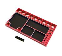 COMODO RC Screw Organizer Tray pour 1/8 1/10 1/12 Scale Model Cars - Plate de Stockage d’Outils de 4 pièces Compatible avec des pièces de réparation de véhicule de montée(Red)