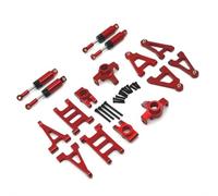 COMODO RC Shock Absorber et Steering Tie Rod Set pour 1/14 Scale 4WD Véhicules - Metal Upgrade Suspension & Parties de Conduite(Red)