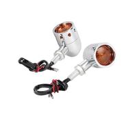 COMODO Retro Bullet Motorcycle Turn Signals Amber Lumière Indicateur 10mm Compatible avec le Bobber personnalisé(Chrome)